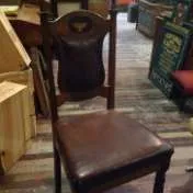 wood dining chair with leather seat