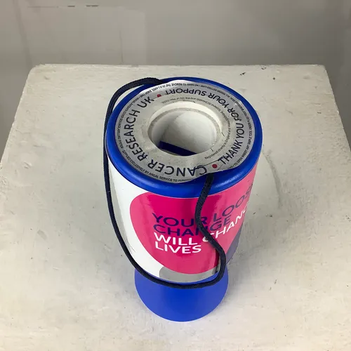 Blue Cancer Research donation boxes