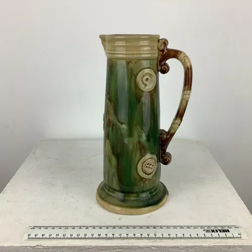 Tall Brown and Green Drip Glaze Jug 
