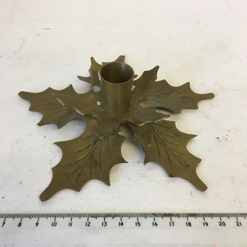 Brass leaf candlestick