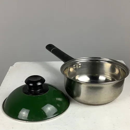 Silver Pot with Green Lid