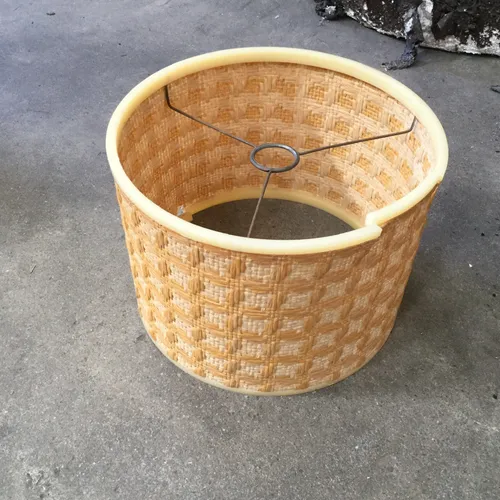 Small Wicker Style Lamp Shade with Cream Plastic Trim