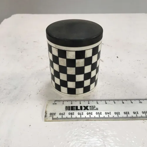 Black and White Checkered Storage Jar