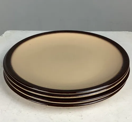 Cream Plates with Brown Rim