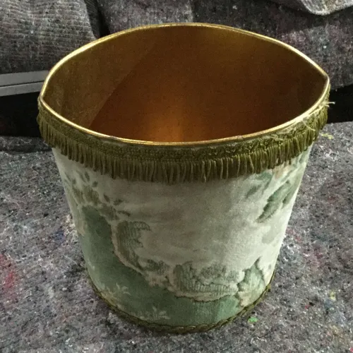 Regency ware waste paper bin with material and tassel detail