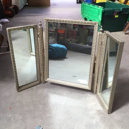 Period Ornate Frame Freestanding Triptych Mirror