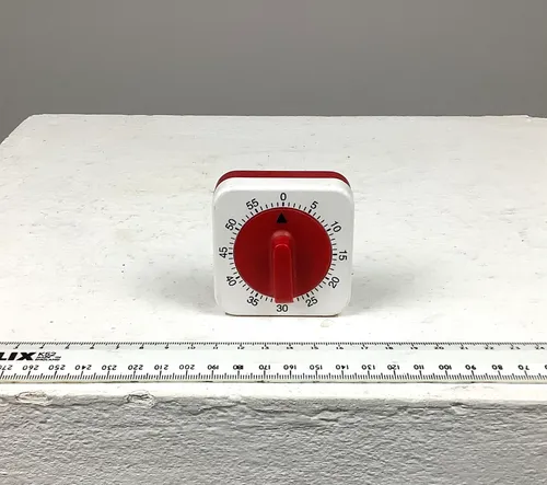Red and White Square Plastic Kitchen Timer