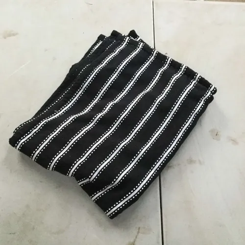 Black striped tea towel
