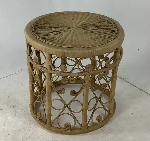 Brown wicker side table