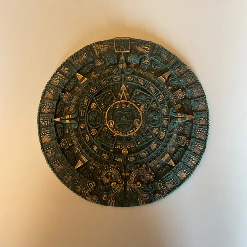 Green and Gold Mayan Aztec Calendar 