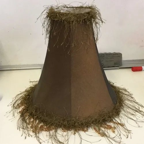 Brown taffeta with beaded tassels