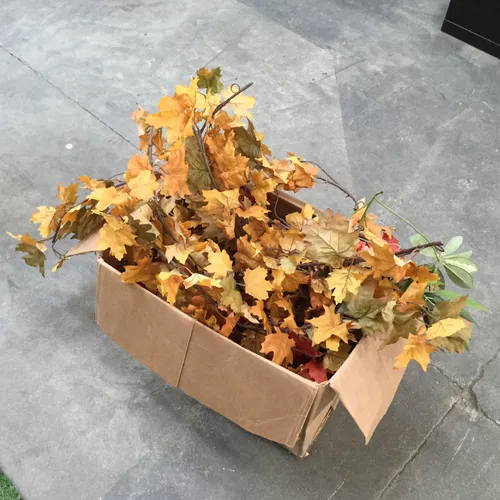 Box of Artificial Autumnal Leaves Foliage
