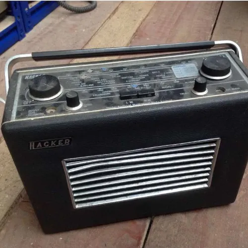 Period Hacker Herald radio with black vinyl outer