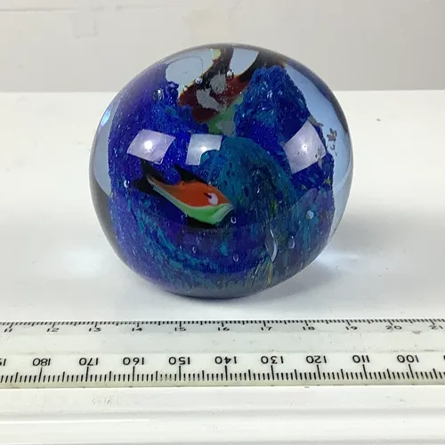 Blue Paperweight with Fish