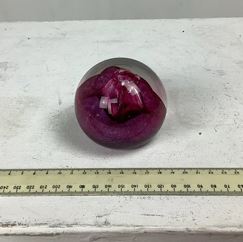 Clear and Purple Glass Paperweight