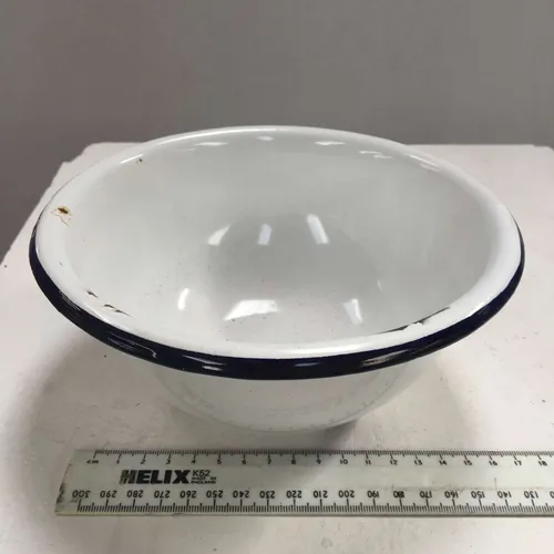 White with Black Trim Enamel Mixing Bowl