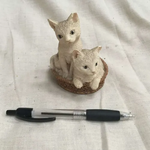 Small ceramic “Cats in basket” ornament 