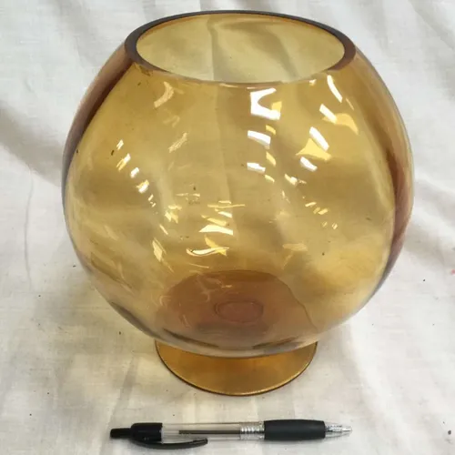 Large brown glass dome shaped vase/potpourri bowl 