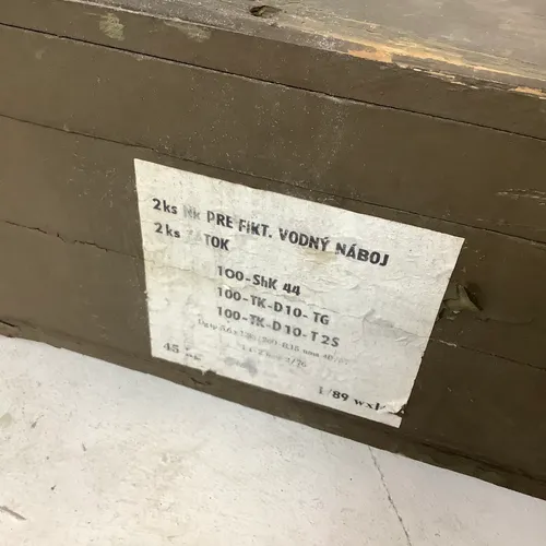 Czech long wooden ammunition box with metal handles