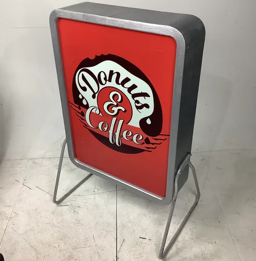 Red and Silver Donuts and Coffee Box / Retail Sign