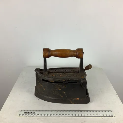 Period “Burnot” Charcoal Iron with Wood Handle