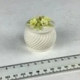Very Small White Ceramic Trinket Box with Yellow Lid Lid