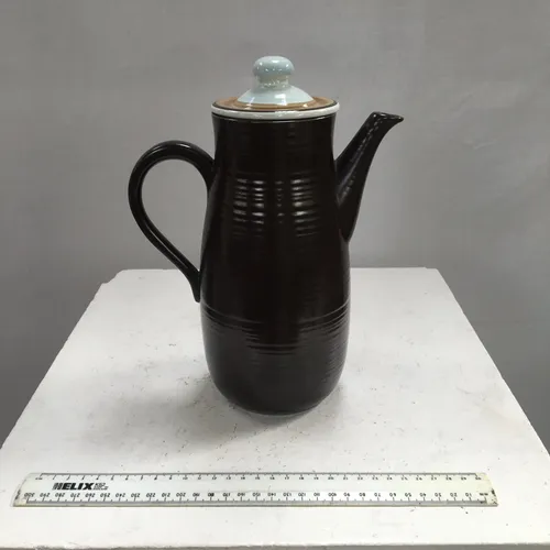 Tall Matt Black Coffee Pot with Grey/Brown Lid