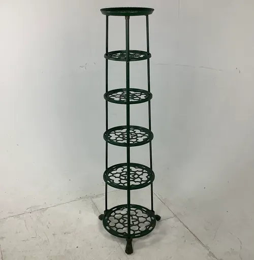 Green metal plant pot stand 