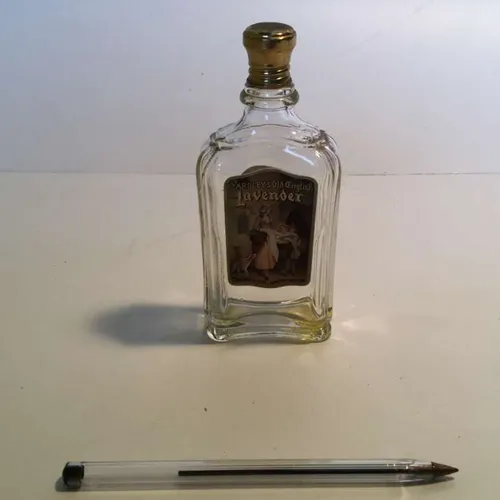 small period perfume bottle 'yardley's old English lavender' with gold top