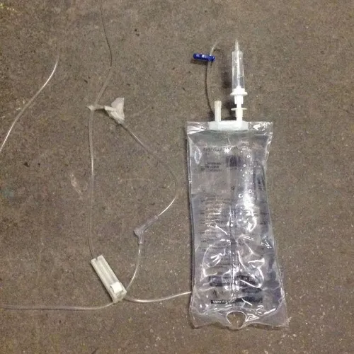 IV drip bag with tubes