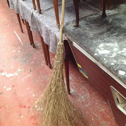 Straw and wood broom witch style