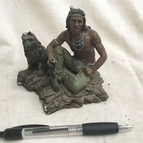 Ceramic Native American with Dog figurine 
