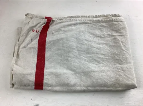 White fabric with red stripe 