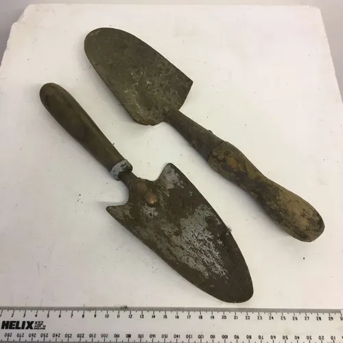 Period garden trowel, rustic with wooden handle, selection available