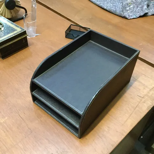 3 Tier Faux Leather Filing Invoice Tray