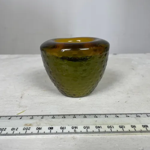 Dimpled Green Glass Tealight Holder