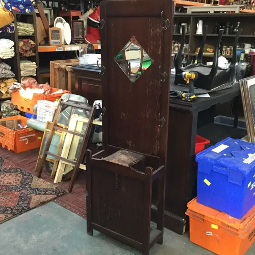 Period Dark Wood Hall Unit Coat Stand