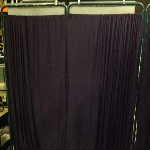Blue Metal Frame with Purple Fabric Privacy Curtain Screen