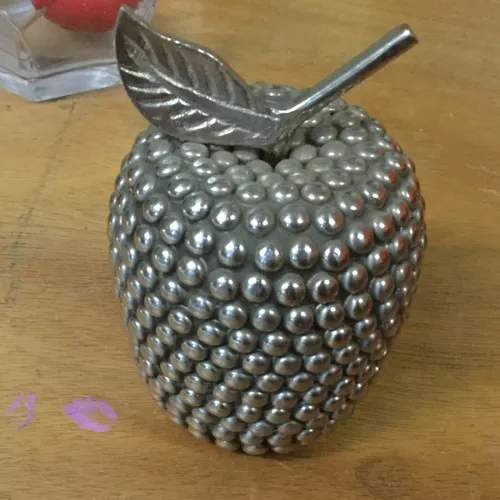 Studded silver apple ornament 