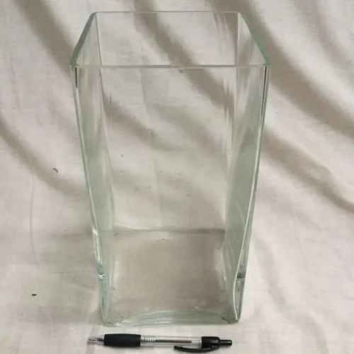 Tall rectangular glass vase 