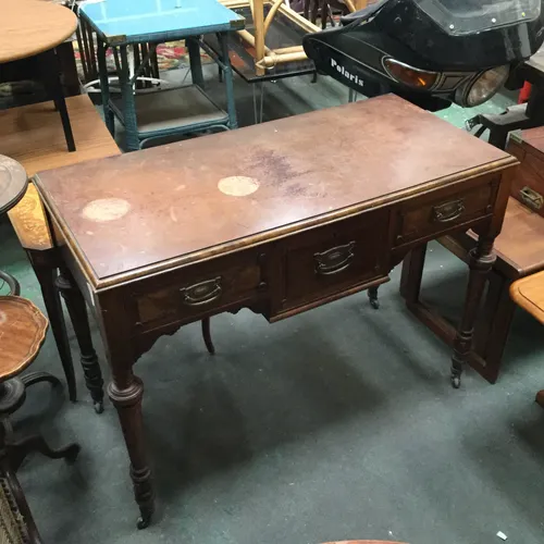 Period Dark Wood Writing Desk / Console Table 