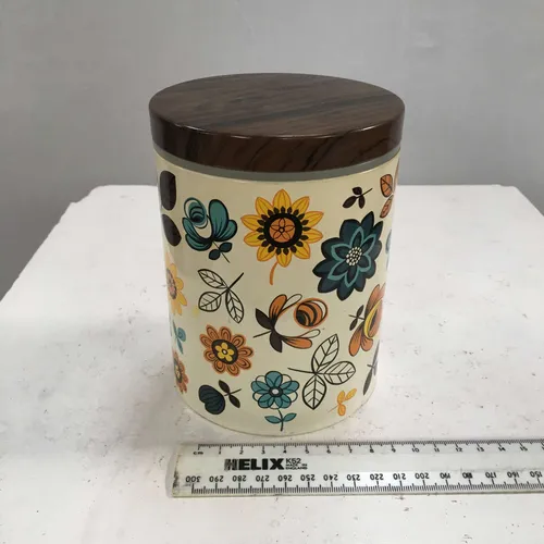 Period Rington’s Cream Floral Print with Wood Effect  Lid Storage Tin