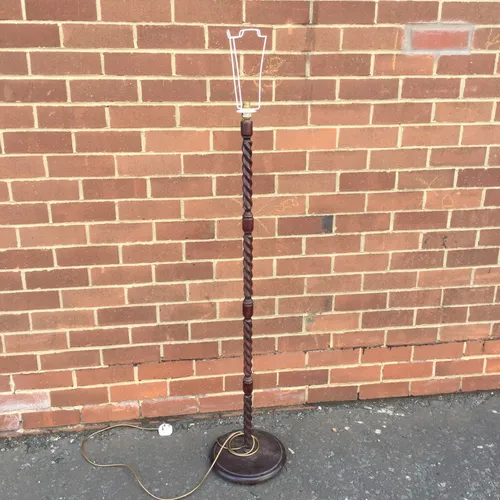 Period Dark Wood Barley Twist Standard Lamp