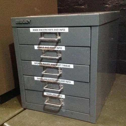 Grey Metal Small Bisley 5 Drawer Filing Cabinet