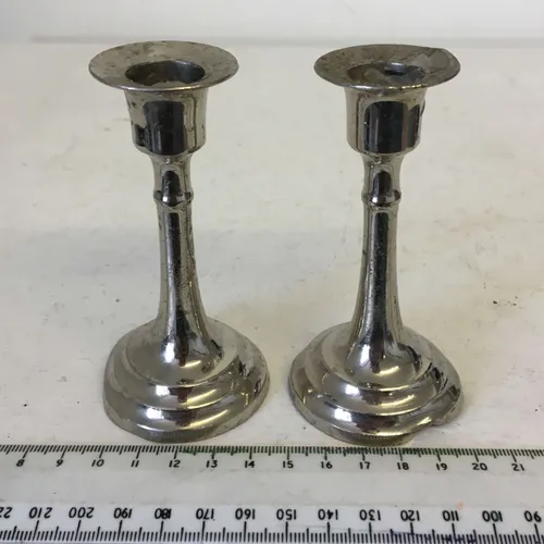 Pair of small silver candlesticks