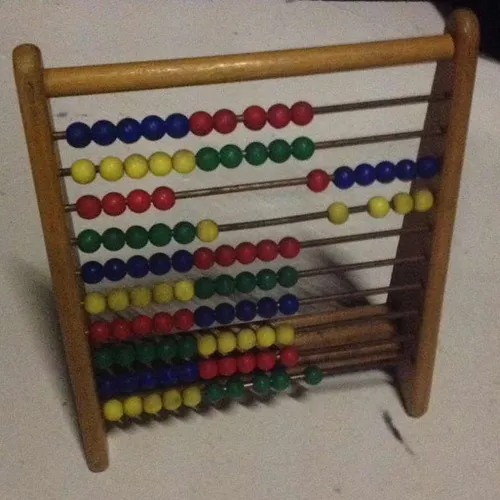 Period 1960s Kiddicraft Wooden Abacus Toy with Coloured Beads