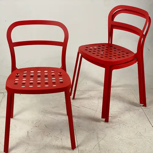 Red Metal Stacking Chair (4 Available)