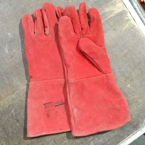 Red work gloves