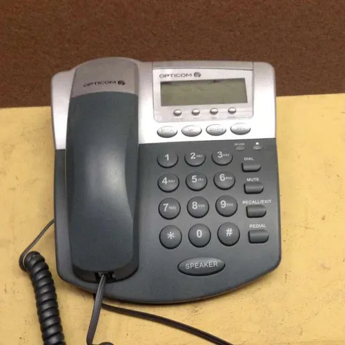 Opticom black corded push button button telephone