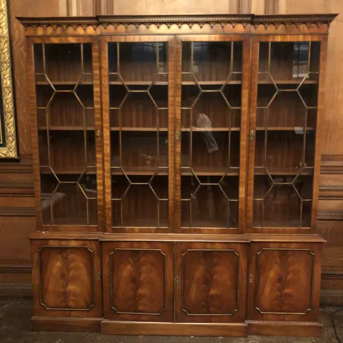 Georgian-Style Mahogany Breakfront Bookcase